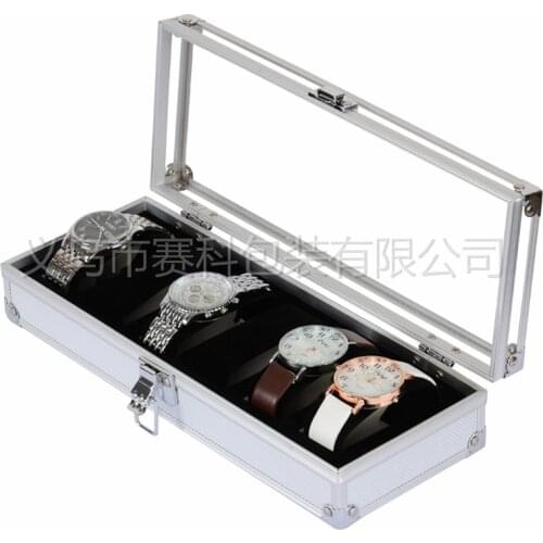 6-slot high quality aluminum alloy watch display Grid Insert Slots storage jewelry display Aluminum Case Saut Kutusu Watch Box