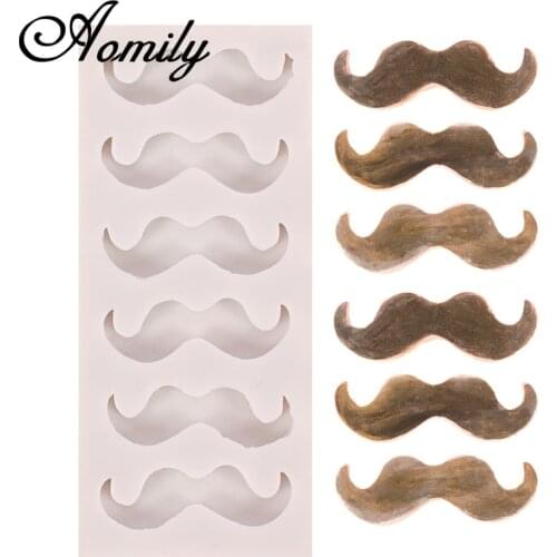 Aomily 6 Holes Moustache Fondant Molds Wedding Cake Decorating Cakes Jelly Sugar Craft Chocolate Moulds Molds Baking Tools