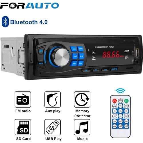 Car Radio Audio FM SD MMC MP3 Player TF USB AUX Support Bluetooth 4.0 Stereo In-dash EQ Function Memory Protector Auto Parts