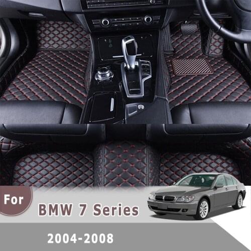 RHD Custom Car Floor Mats For BMW 7 Series 2008 2007 2006 2005 2004 Auto Interiors Accessories Styling Leather Carpet Foot Rug