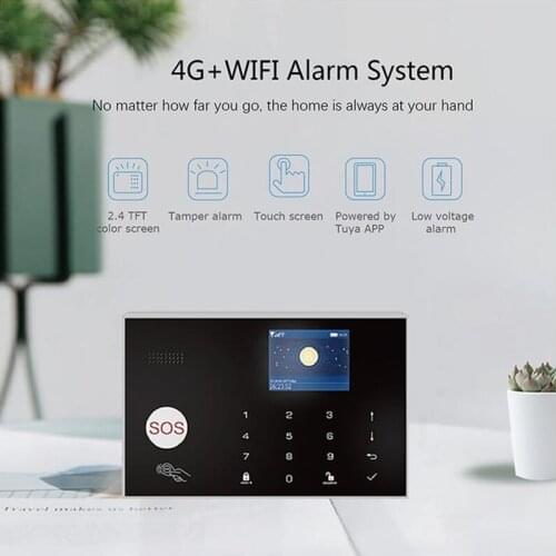 4G WiFi GSM Wireless Security Alarm System with Tuya APP Amazon Alexa Google Home IFTTT Voice Control IP Camera Video Monitoring
