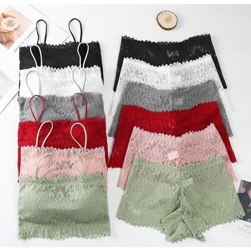 Tube Tops Women Lace Bra Sets Seamless Underwear Sexy Panties Padded Bralette Summer Female Lingerie Set Briefs Intimates