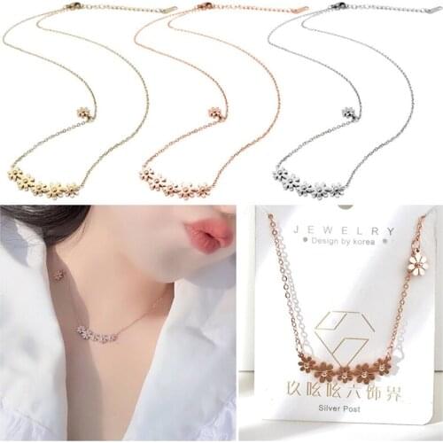 Delicated Daisy Flower Charms Necklace Titanium Steel Gold Silver Color Fashion Clavicle Chain Necklaces For Women Jewelry Gift