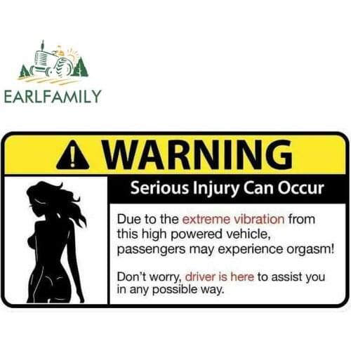 EARLFAMILY 13cm x 6.8cm Car Styling Sexy Warning Vibration High Powered Vehicle Sticker Fun Car Motorbike Sign Decal Car Sticker