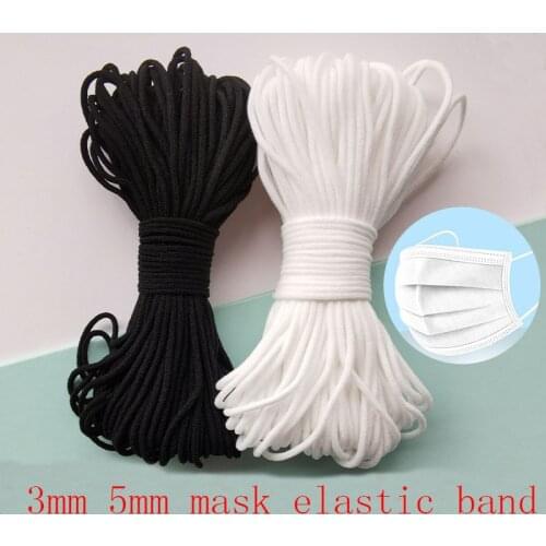 Mask Elastic Rope 3mm Round White Elastic Band 5mmflat Mask Oil Core Belt Rope Handmade DIY Protective Clothing Accessories 10y