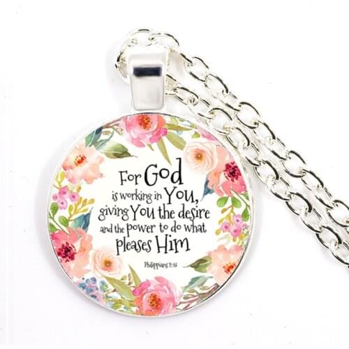 Philippians 2:13 For God Is Working In You Bible Verses Nursery Verse Necklace Fashion Jewelry Religion Pendant Christian