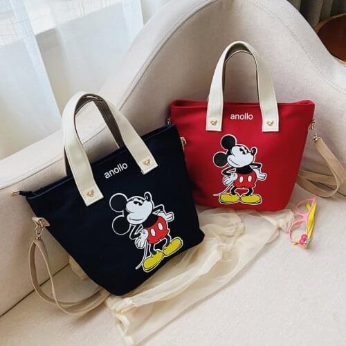 Disney Canvas Girls Messenger Bag Cartoon Mickey Mouse Shoulder Bag Cute Mini Handbag Coin Purse