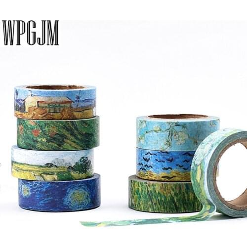 Washi Tape Set Van Gogh Style 15mm*7m Hand Account Masking Tape Diary DIY Decorative Label Masking Tape