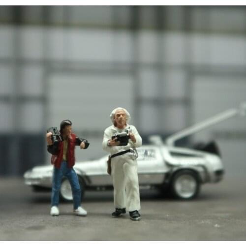 Classic 1:64 Scale Model Back To The Future 2 people Cast Alloy Car Simulation Static Figures Diorama Miniature Scene Collection