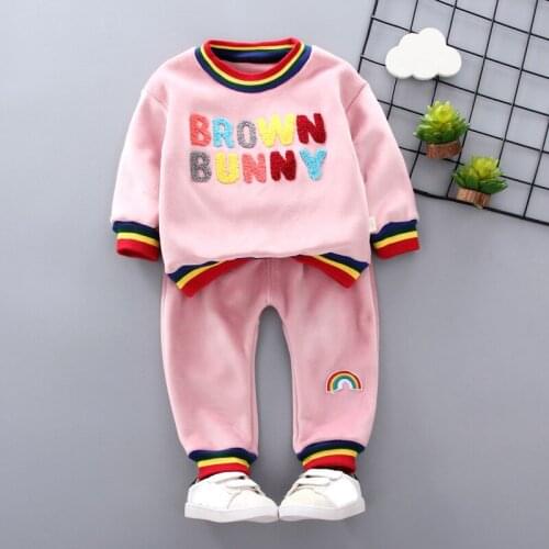 IENENS Baby Clothing Sets Boys Rainbow Casual Clothes Autumn Children Letter Suits Tops + Pants Kids Outing Wear Outfits