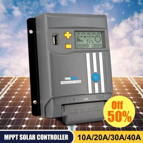 Solar Panel Controller Mppt Solar Charge MPPT LCD Display 10A 20A 30A 40A With WIFI 12V 24V Battery Regulator Dual USB LifePo4