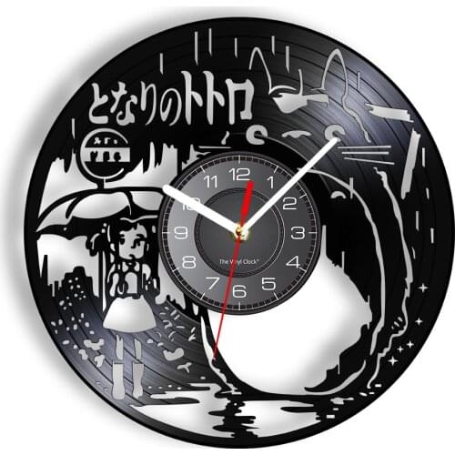 Japanese Anime Laser Etched Vinyl Wall Clock Japan Animation Cartoon Inspired Wall Watch Hanging Watch For Kids Room Nursery