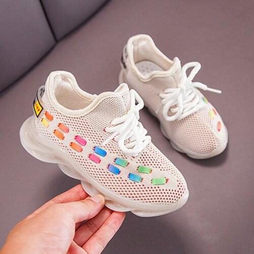 Hot Kids Sneakers New Air Mesh Breathable Footwear For Children Noctilucent Non-slip Running Sports Girls Boys Student Shoes