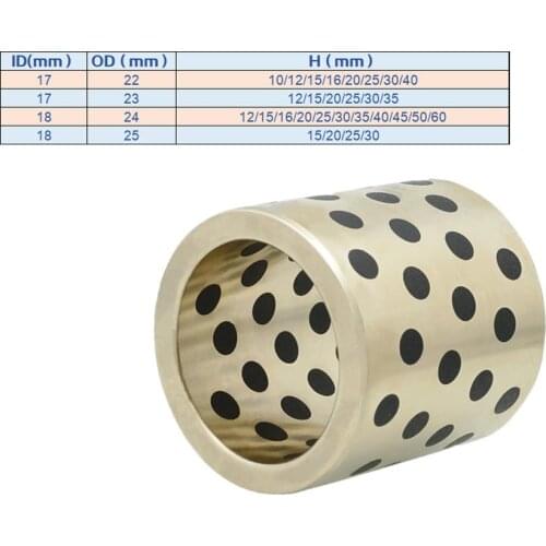 2Pcs JDB 17mmx22mm 18mmx22mm 18mmx24mm MPBZ linear graphite copper set bearing copper bushing oil self-lubricating MPBZU bearing