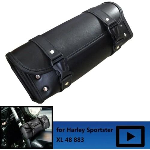 Motorcycle synthetic leather saddle bag front tool bag for Harley Chopper Cruiser XL 883 1200 X48