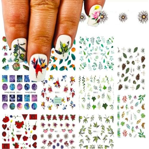 11 Pcs/Sheet Flower Angel Virgin Mary Design Self-adhesive Nails Stickers For Salon Nails Sticker Decorations Manicure Z0495