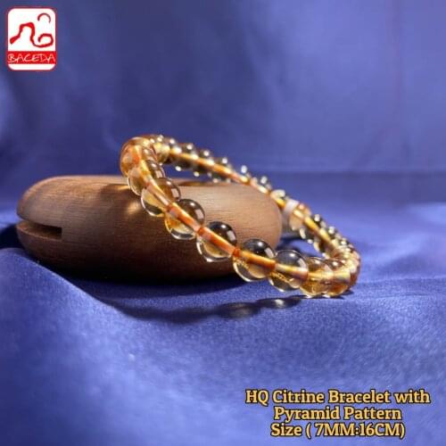 Baceda Natural Crystals of HQ of Citrine with Pyramid Pattern Bracelet for November and its good to business,can attract wealth