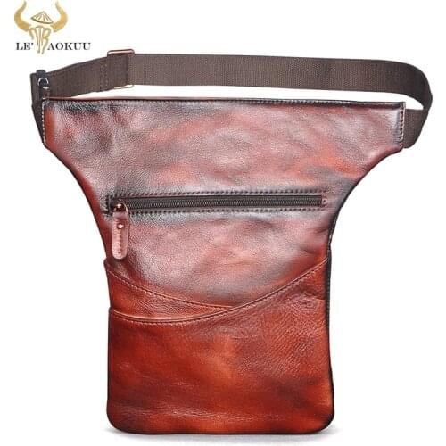 New Original Leather Mens Male Cross-body Sling Satchel Bag Design Travel Cigarette Case Pouch Fanny Waist Belt Bag Pack 3116
