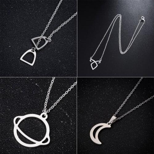 New Fashion Sweet Moon Stainless Steel Jewelry Temperament Crescent-Shaped Clavicle Chain Pendant Necklace a Collar цепь 2020