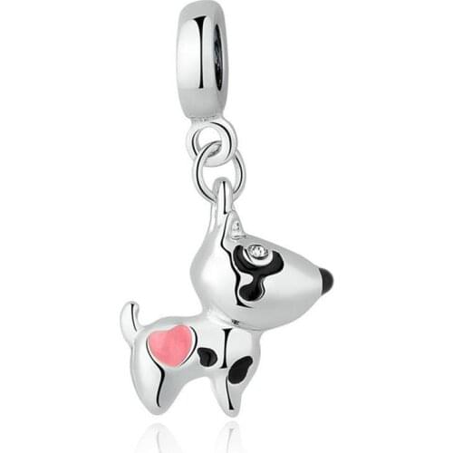 1Pcs New Cute Dalmatian Pendant DIY Beads Suitable for Original Pandora Charm Bracelet Ladies Jewelry Making Gifts