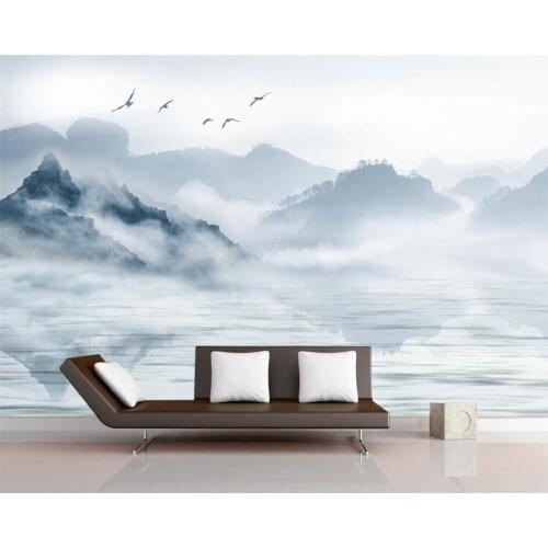 Custom wallpaper photo ink landscape foggy forest TV background wall painting home decoration living room bedroom 3d wallpaper