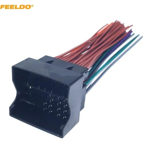 FEELDO Car Radio Audio CD/DVD Player Wiring Harness Adapter With 24Pin Wire For Audi Volkswagen Stereo Plug Cable #HQ2718