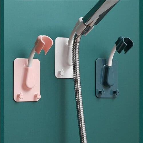 Adjustable 360 Rotary Shower Holder Nail-free Double Hook Shower Holder Suction Cup Bathroom Bracket Shower Head Holder