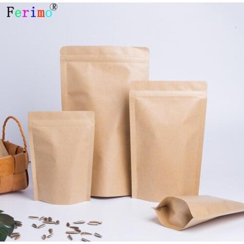 Free shipping 100pcs Thickened Kraft paper self-sealing bag 18*30cm seal bag aluminized tea bag dry fruit food packaging bag