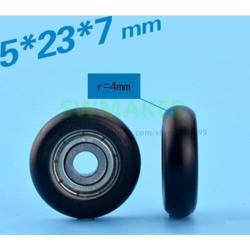 SWMAKER R type Black 5*23*7mm plastic nylon package pulley with 625 bearing for 3D printer Flat roller wheel