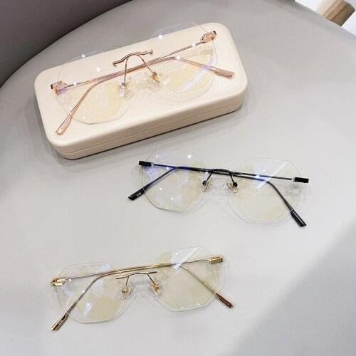 Blue Light Blocking Rimless Glasses Frame Women Spectacle Myopia Transparent Glasses Men Eyeglasses Optical Frames Adult Glasses