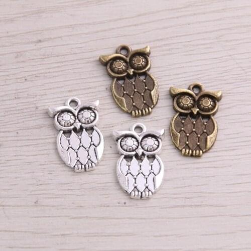 SWEET BELL 30PCS 14*20mm New Product Two Color Owl Charms Animal Pendant Jewelry Metal Alloy Jewelry Marking