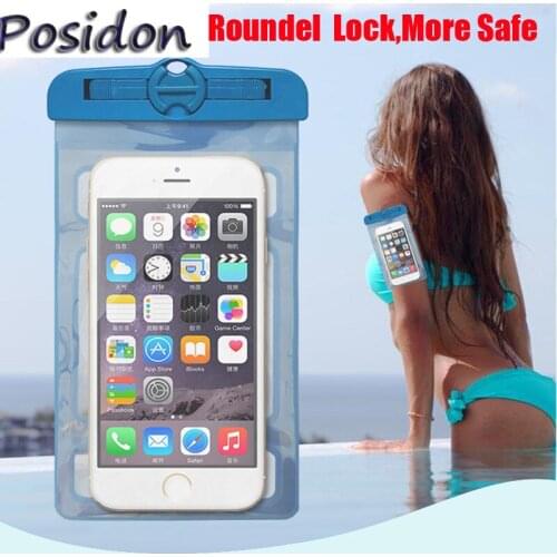 Posidon 6.2 Inch Mobile Phone Waterproof Bag Case for iPhone 7 6 6s Plus Underwater Water Proof cover for Samsung S8 Plus S6 S7