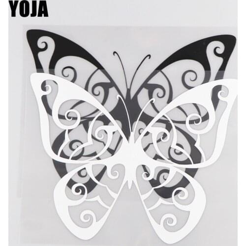 YOJA 16.9×13.2CM Beautiful Butterfly Cartoon Animals Vinyl Car Stickers Decal Pattren Black/Silve0r 19C-0154