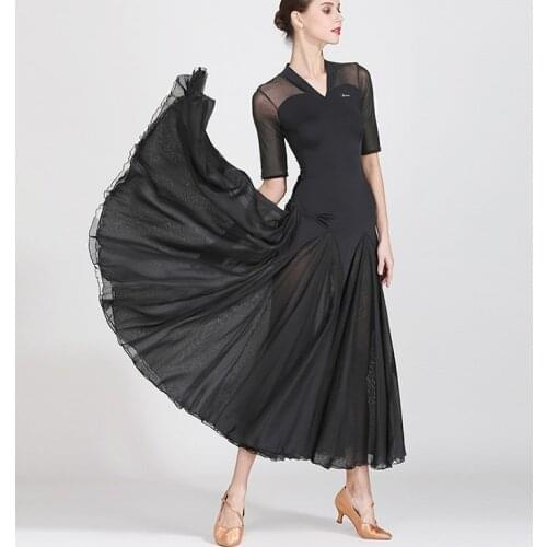 Lady Ballroom Dance Competition Dresses Women Standard Ballroom Waltz Dress rhinestone Tango Costume dresses S9050