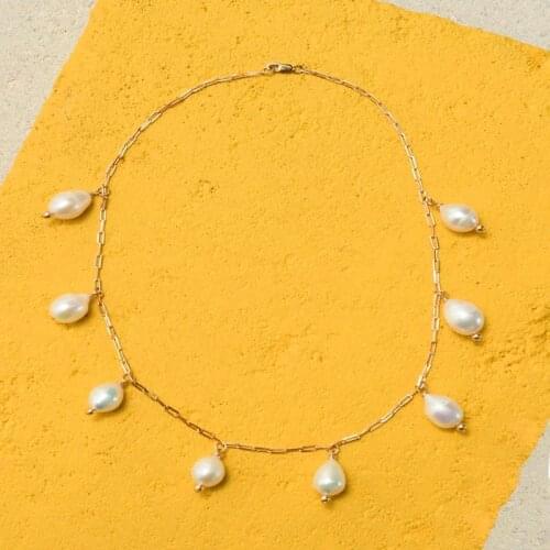 Boho large baroque freshwater pearl pendant necklace femme gorgeous luxury RAFEALE necklaces for women подарки на новый год