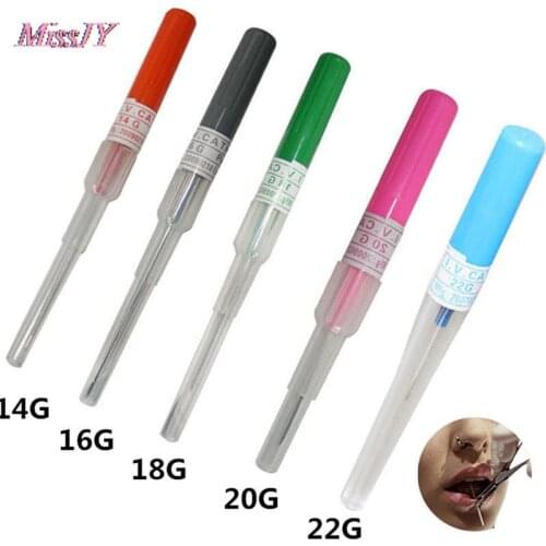 1 PC Body Tattoo Needles Surgical Steel I.V Catheter Piercing Needles 14G 16G 18G 20G 22G Body Jewelry Supply Sterilized