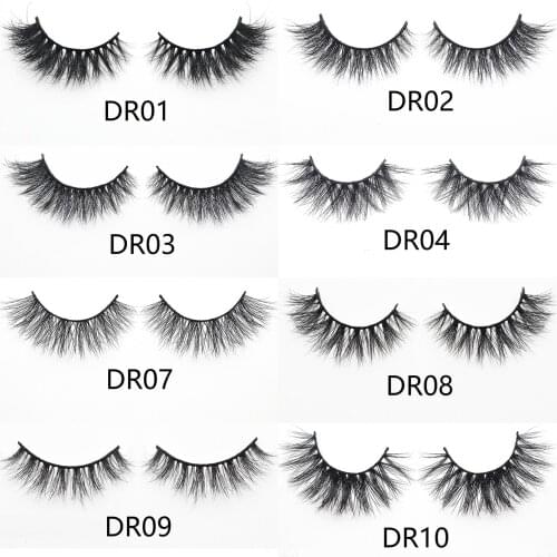 15mm~18mm 3D Real Mink Lashes DR-Series Premium Eyelashes Wholesale Bulk Custom Packaging and Logo