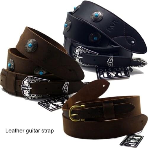 2 Inch Leather Genuine Guitar Strap Adjustable Soft Belt For Classical Bass Acoustic Electric Music Hobby Guitar Accessories