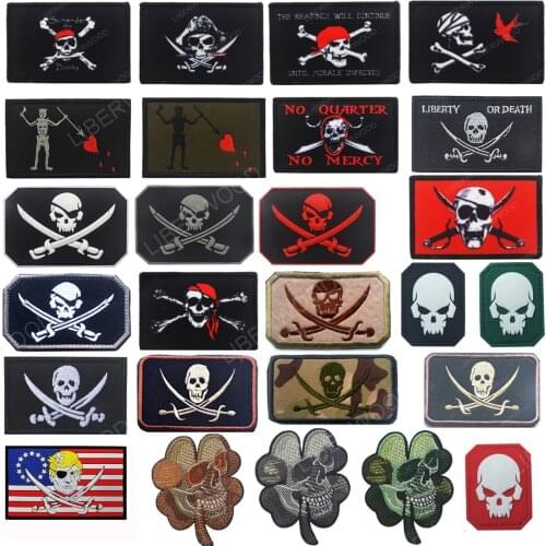 3 X 2" USA Navy Seal Team Pirate Skull Flag Hook Backing Patch 3D PVC Rubber Emblem DIY Patches for Clothing Military Army Badge