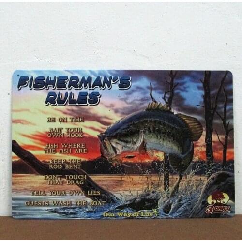 50pcs/lot Metal Sign shabby chic Fishermans rules Retro Metal Art Poster Vintage Antique Metal Tin Signs Home Club Bar Cafe Hot