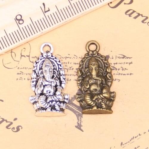54pcs Jewelry Charms Ganesha elephant buddha 26x14mm Antique Silver Plated Pendants Making DIY Handmade Tibetan Silver Jewelry