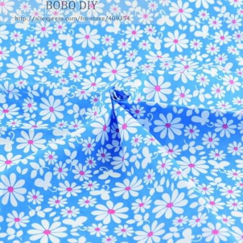Booksew Telas De Algodon Para Patchwork Sewing Cotton Poplin Fabric Floral Blue Curtain Tablecloth Dress Material African Fabric