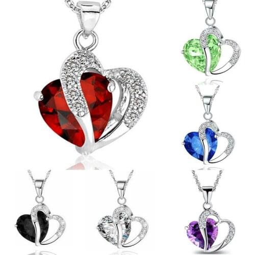 Sweater Chain Peach Shaped Zircon Crystal Necklace Jewelry Clavicle Chain Silver