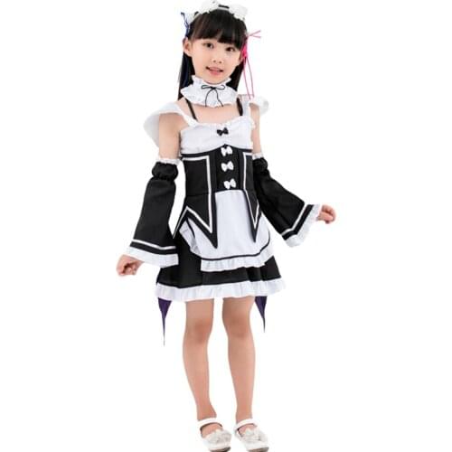 ELBCOS RE Zero Life in a Different World From Zero Kids Ram Rem Cosplay Costume Apron Dress