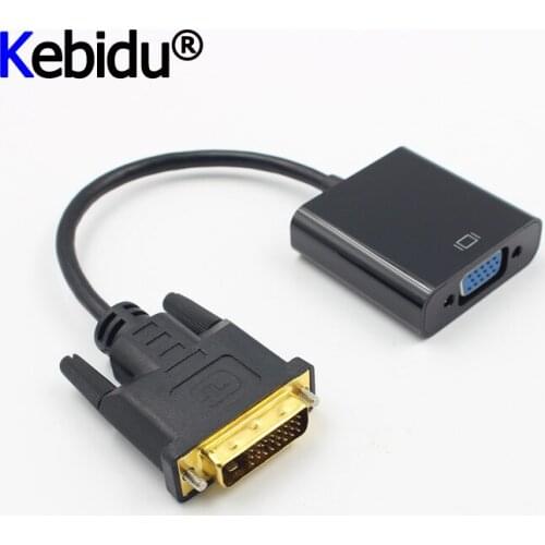 DVI To VGA Adapter Cable 1080P DVI-D To VGA Cable 24+1 25 Pin DVI Male To 15 Pin VGA Female Video Converter Black For PC Display
