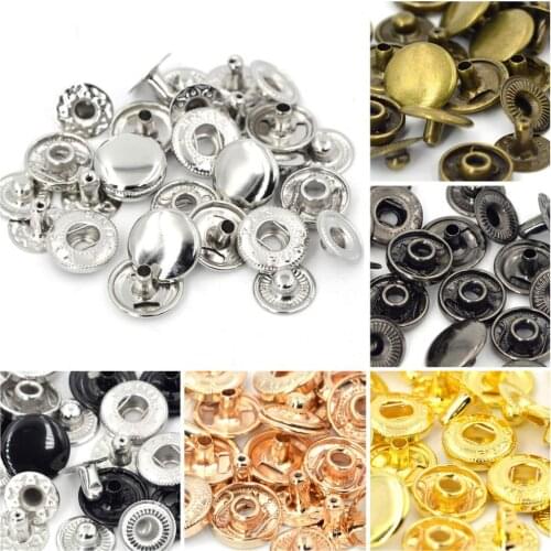 Kalaso 50sets 10mm 12.5mm 15mm Metal Press Studs Sewing Snap Button Fasteners Leather Craft Clothes Bags Garment Diy Supplies