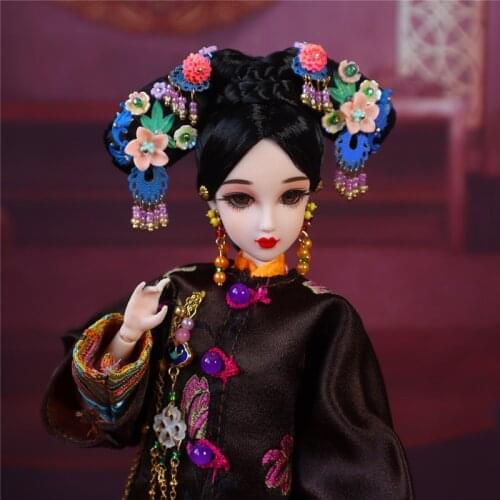 32cm Handmade Collectible Chinese Ancient Girl Dolls like BJD Doll 12 Jointed Body w/ Stand 1/6 Ethnic Dolls Gifts