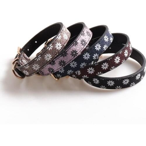 Leather Dog Collar Flower for Medium Large Dogs Leather Dog Collar Detachable Adjustable Bow Tie Collar Pet Gift