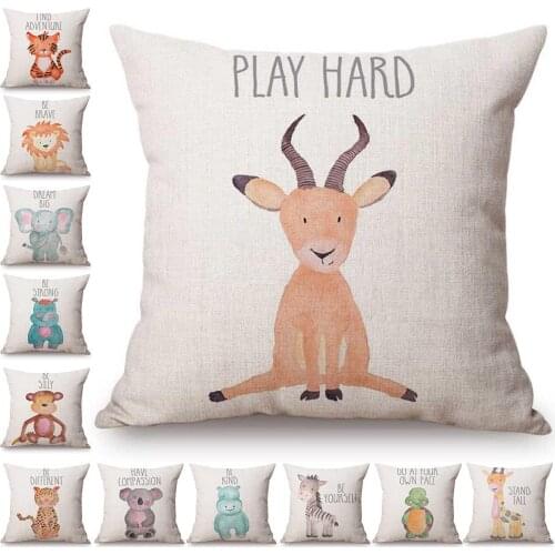 Cute Watercolor Animal Throw Pillow Case Cushion Cover Home Sofa Bed Cafe Decor
