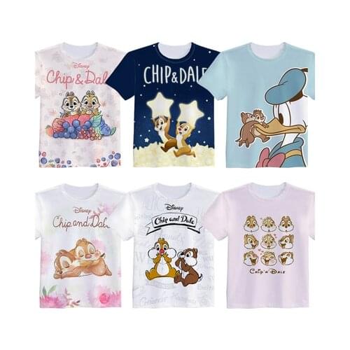 Disney Chip Dale Donald Duck Fashion Anime Figures Cartoon Products Cosplay Accessories Customized T-Shirt Casual Gifts Unisex